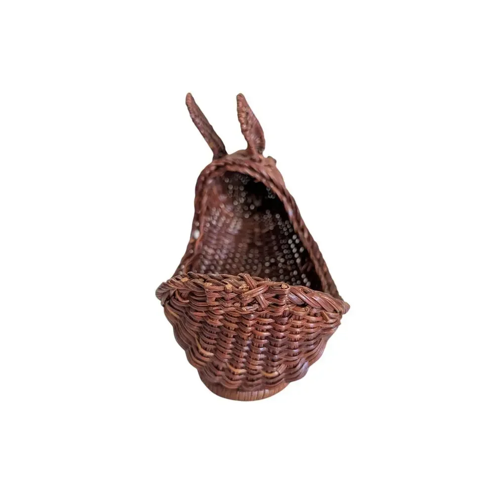 Vintage Avon Wicker Menagerie Rabbit Basket 1986 Brown Cottagecore Farm Holiday